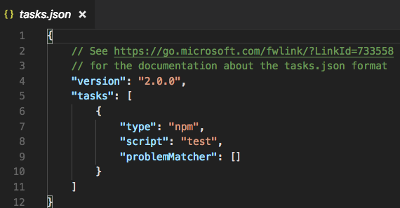tasks.json screenshot